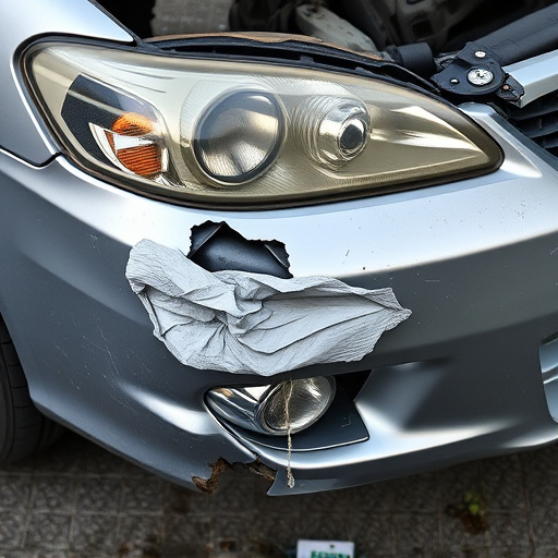 damaged car bumper