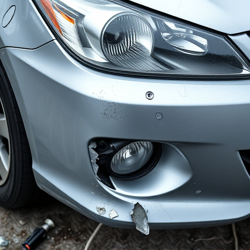 damaged car bumper