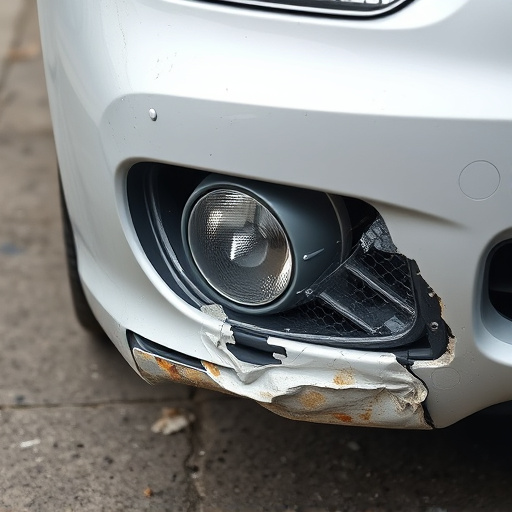 damaged car bumper