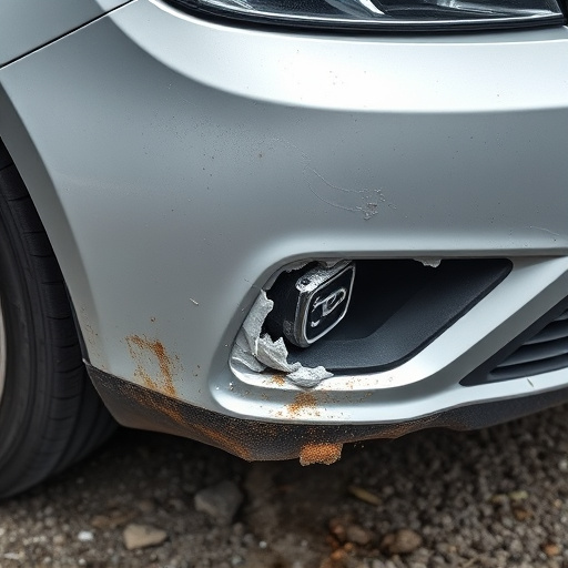 damaged car bumper