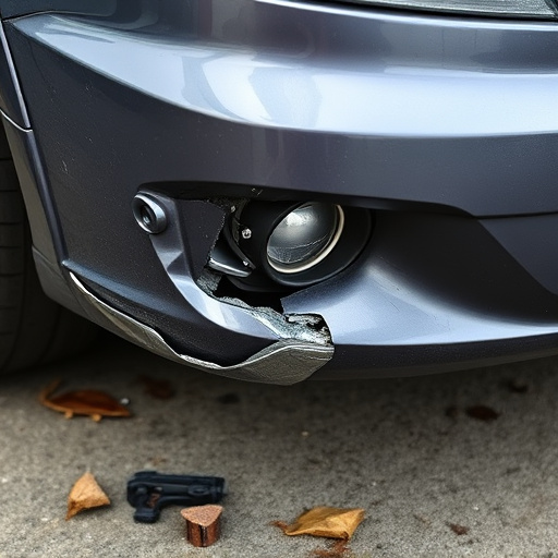 damaged car bumper