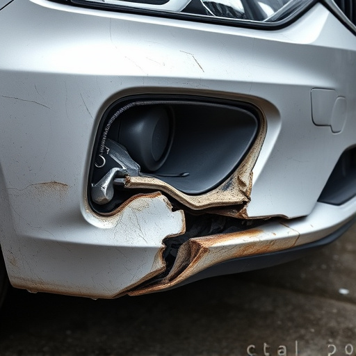 damaged car bumper