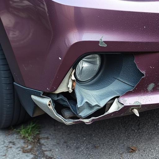 damaged car bumper