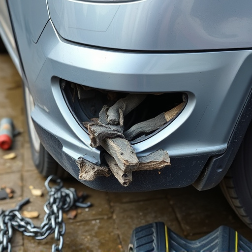 damaged car bumper