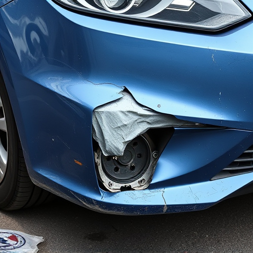 damaged car bumper