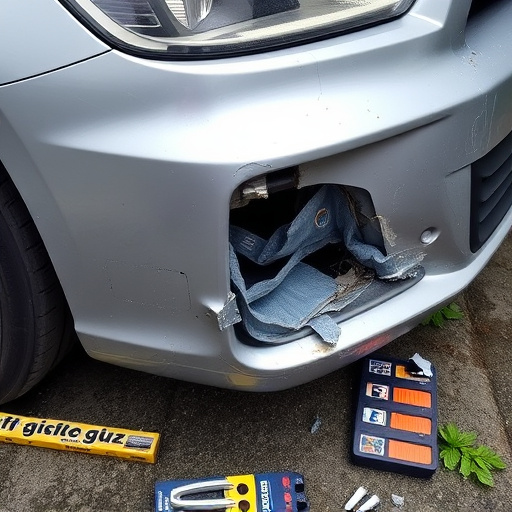 damaged car bumper