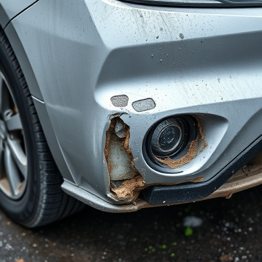 damaged car bumper