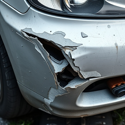 damaged car bumper