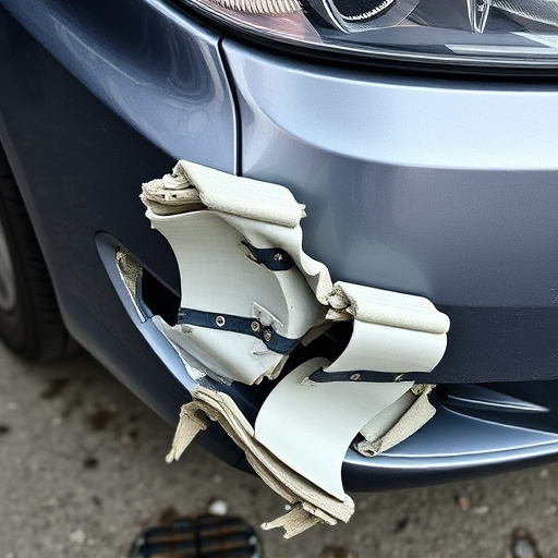 damaged car bumper