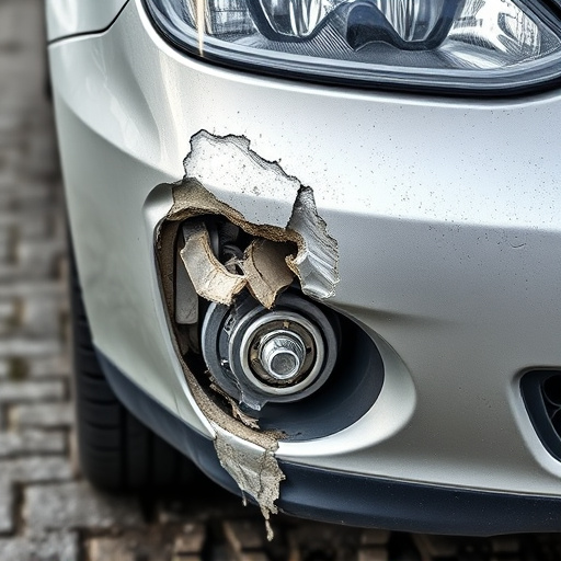 damaged car bumper