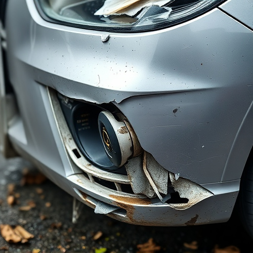 damaged car bumper