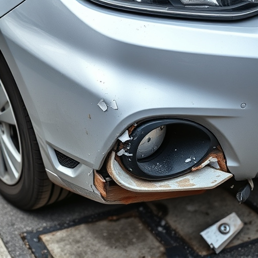 damaged car bumper