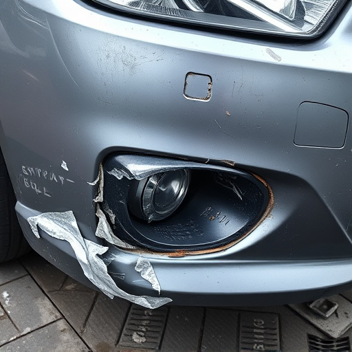 damaged car bumper