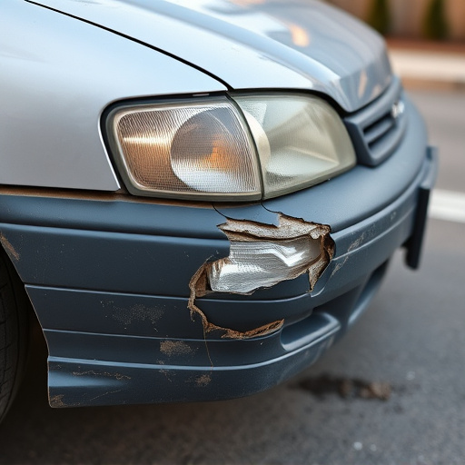 damaged car bumper