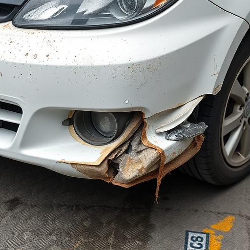damaged car bumper