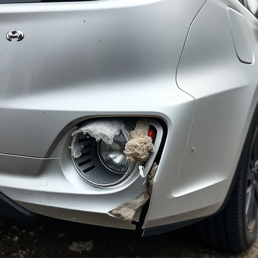 damaged car bumper