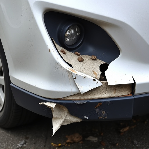 damaged car bumper