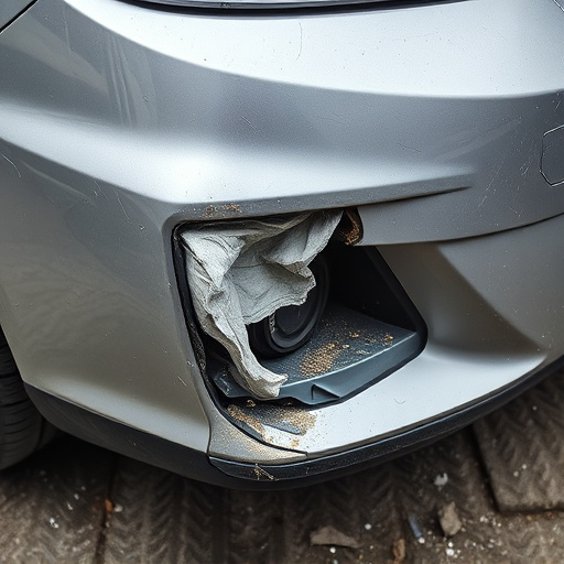 damaged car bumper