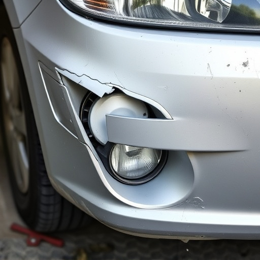 damaged car bumper