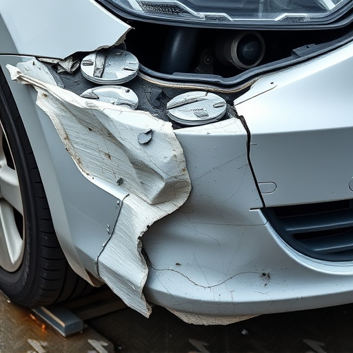damaged car bumper