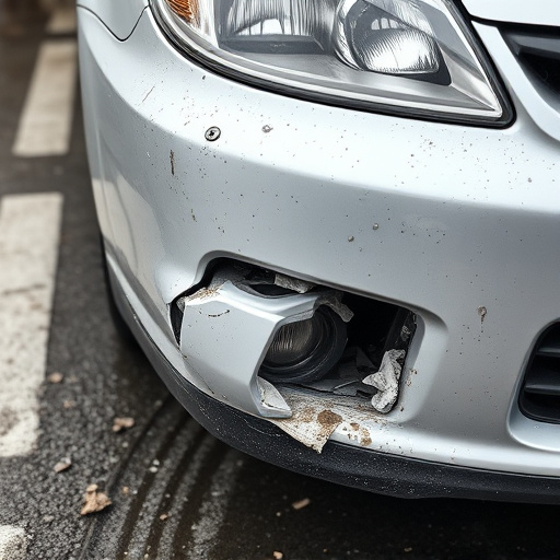 damaged car bumper