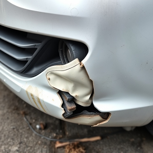 damaged car bumper