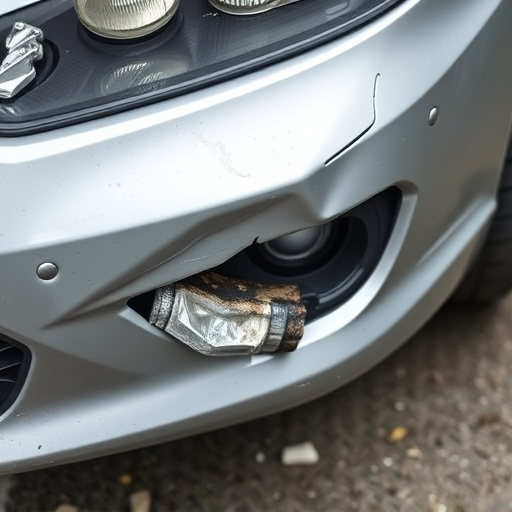 damaged car bumper