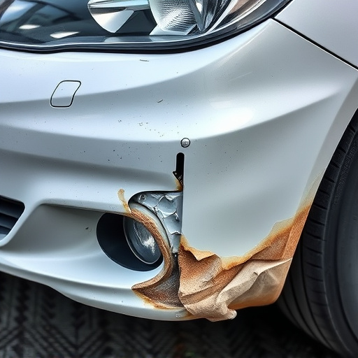 damaged car bumper