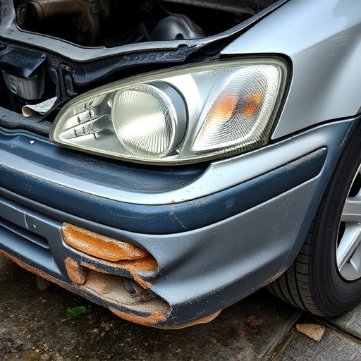 damaged car bumper