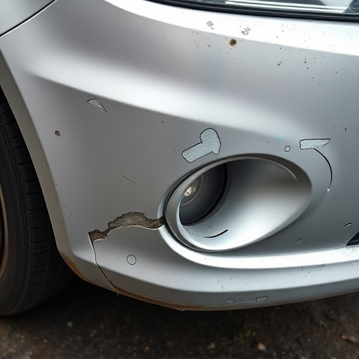 damaged car bumper