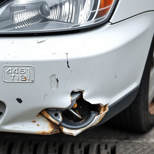 damaged car bumper