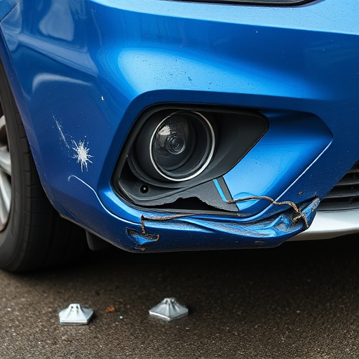 damaged car bumper