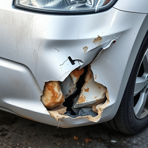 damaged car bumper