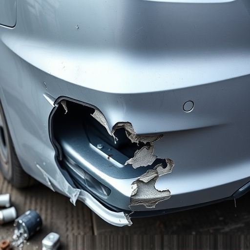 damaged car bumper
