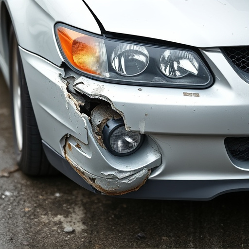damaged car bumper
