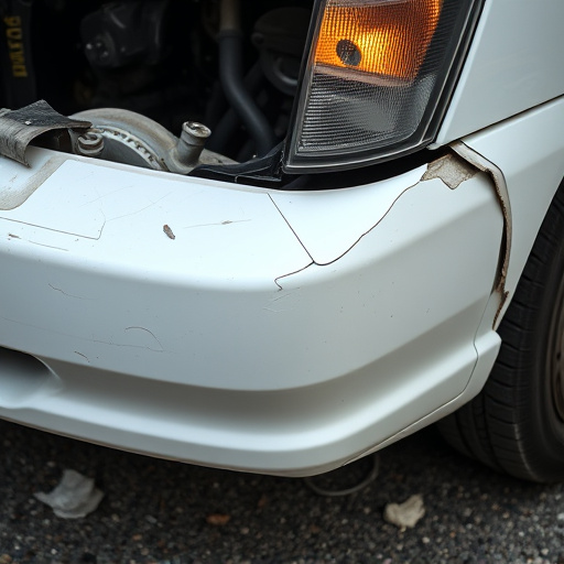 damaged car bumper
