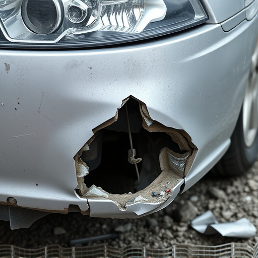 damaged car bumper