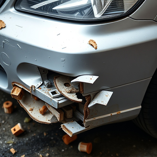 damaged car bumper