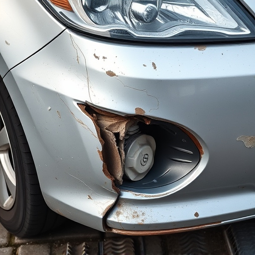 damaged car bumper