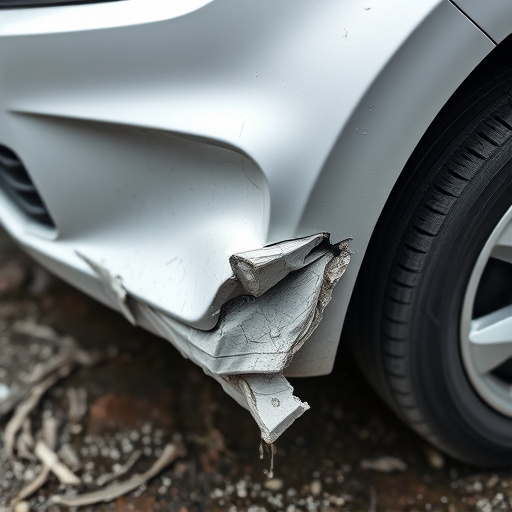 damaged car bumper