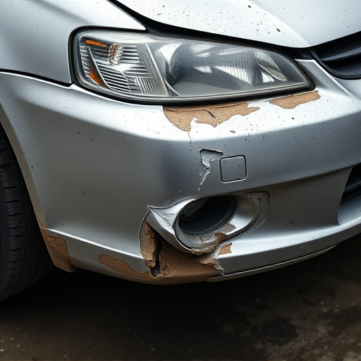damaged car bumper
