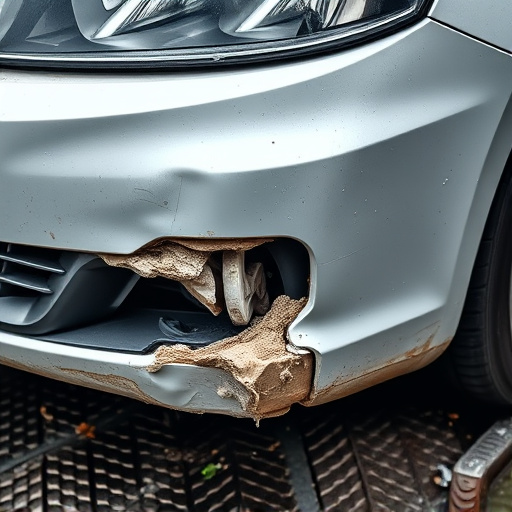 damaged car bumper