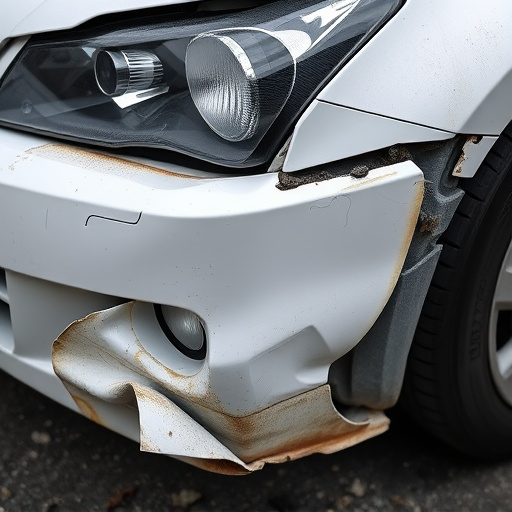 damaged car bumper