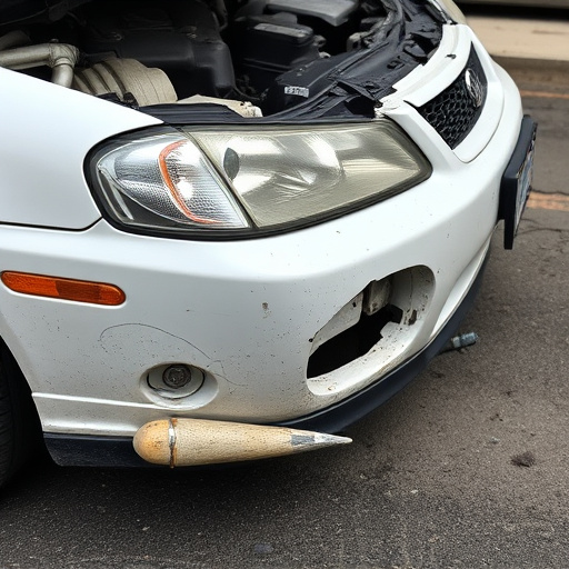 damaged car bumper