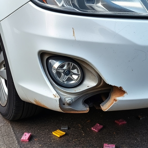 damaged car bumper