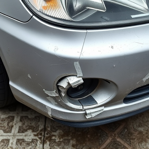 damaged car bumper