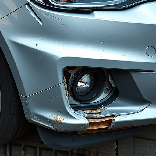 damaged car bumper
