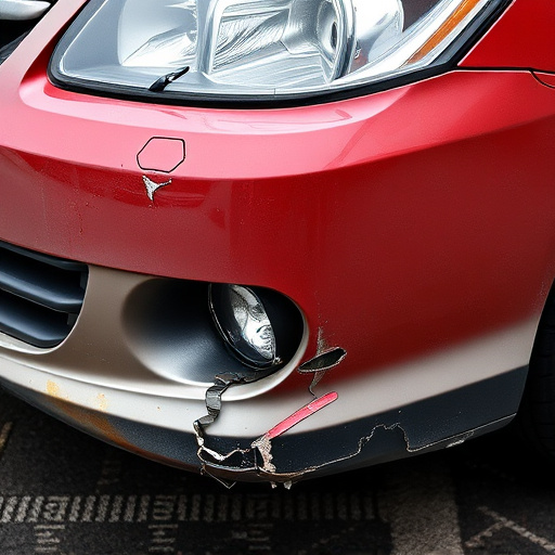 damaged car bumper