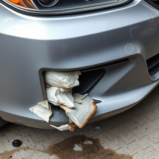 damaged car bumper