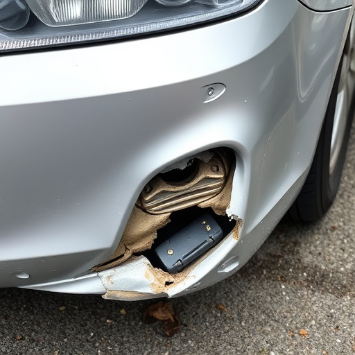 damaged car bumper